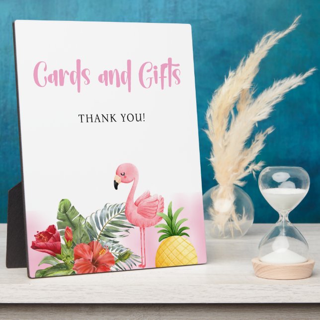 Tropical Flamingo Pink Cards and Gifts Sign Plaque (Side)
