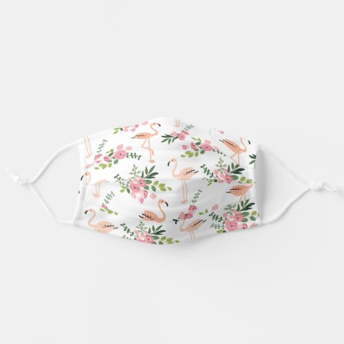 Tropical Flamingo  Pink Floral Pattern Adult Cloth Face Mask