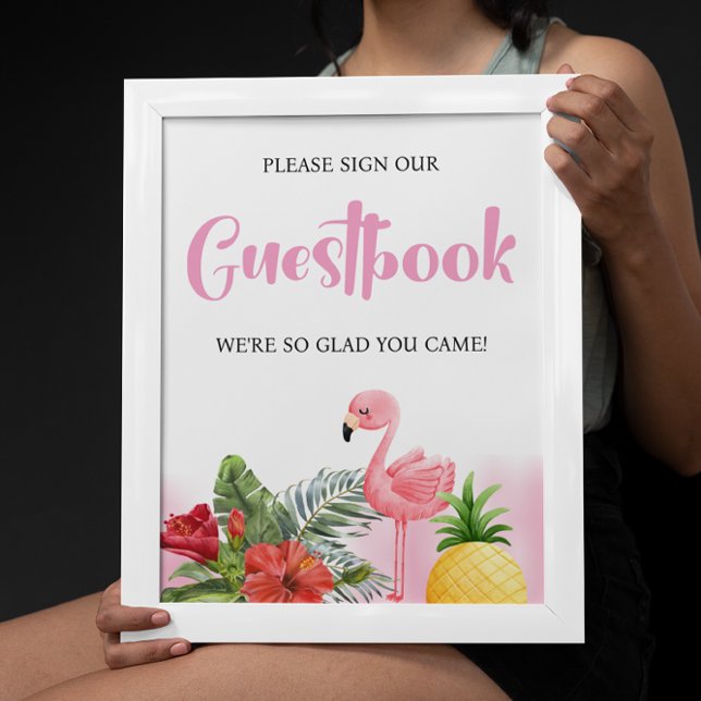 Tropical Flamingo Pink Guestbook Baby Shower (Creator Uploaded)