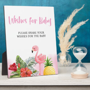 Tropical Flamingo Pink Wishes for Baby Sign Plaque