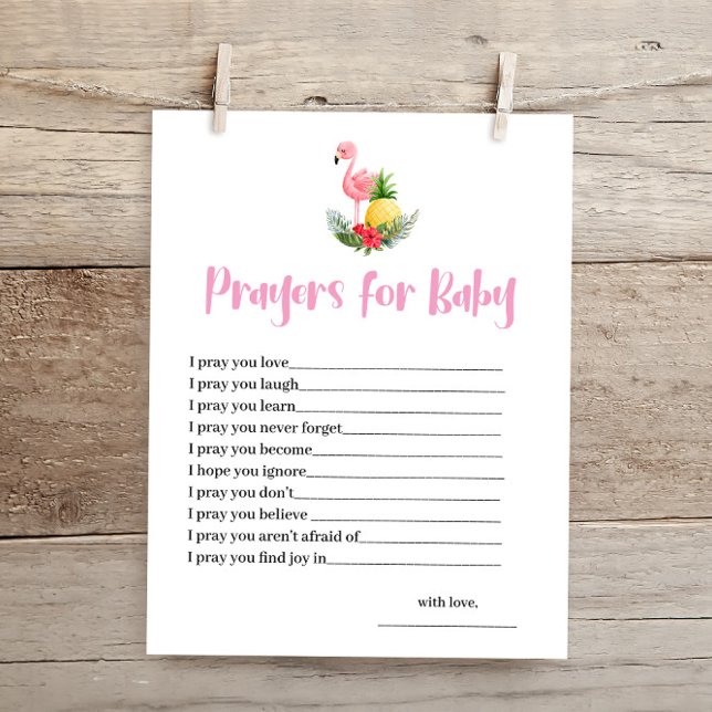 Tropical Flamingo Prayers for Baby Shower Card (Creator Uploaded)