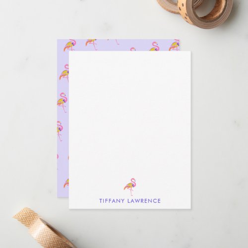 Tropical Flamingo Purple Personalized Note Card