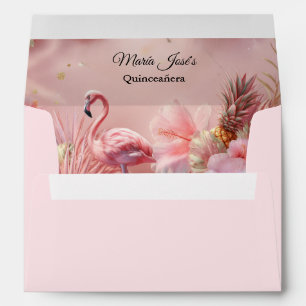 Tropical Flamingo Quinceanera, custom Envelope
