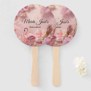 Tropical Flamingo Quinceañera, custom Hand Fan