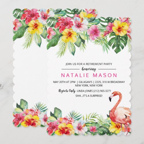 Tropical Flamingo Retirement Party Invitation
