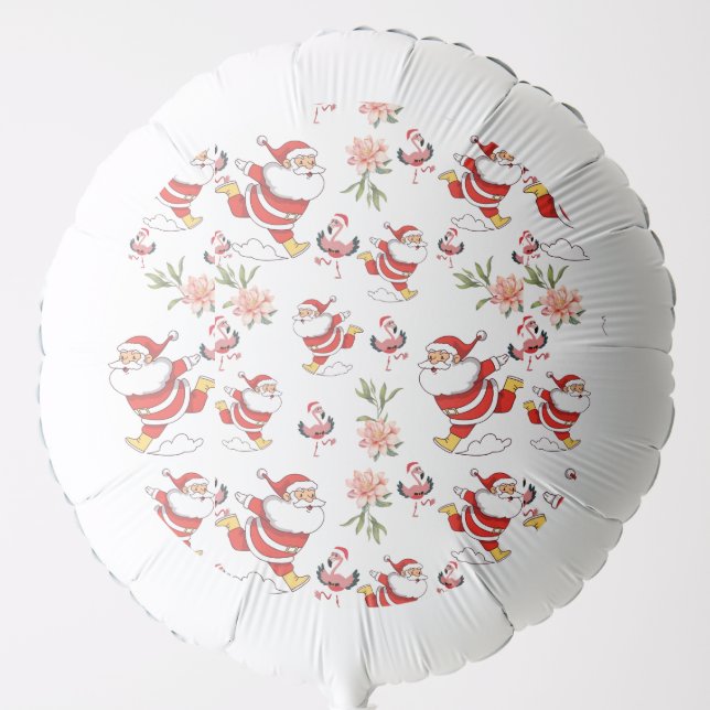 Tropical Flamingo Santa Christmas Pattern Balloon (Front)