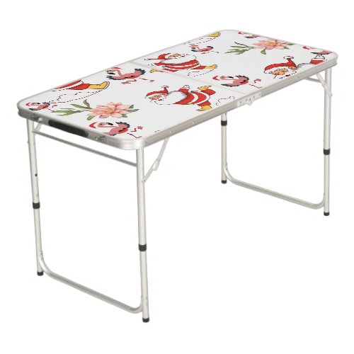 Tropical Flamingo Santa Christmas Pattern Beer Pong Table
