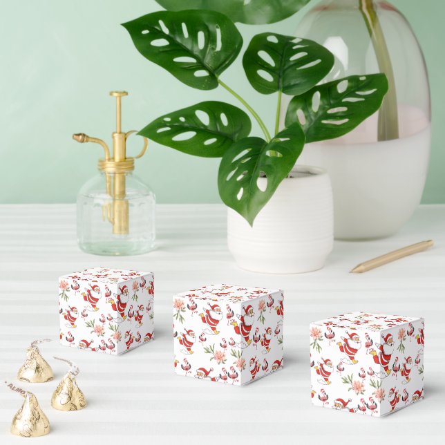 Tropical Flamingo Santa Christmas Pattern Favor Boxes (Multiple)