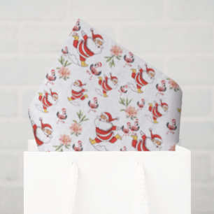 Tropical Flamingo Santa Christmas Pattern Tissue Paper