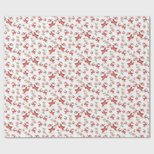 Tropical Flamingo Santa Christmas Pattern Wrapping Paper