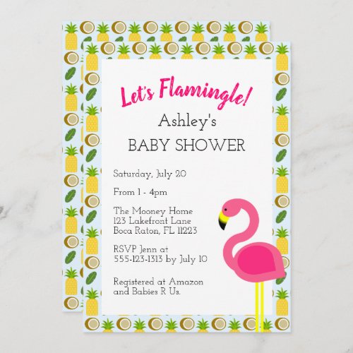Tropical Flamingo Shower Invitation