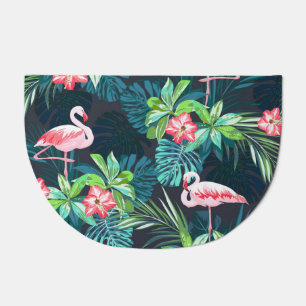 Tropical Flamingo: Summer Flowers Pattern Doormat