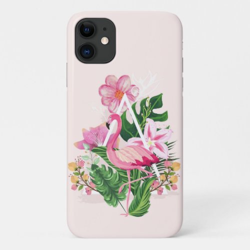 Tropical Flamingo Summer Pink Green Botanical iPhone 11 Case