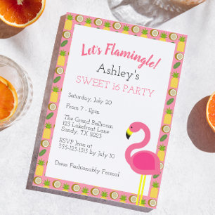 Tropical Flamingo Sweet 16 Birthday Invitation