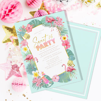Tropical Flamingo Sweet 16 Party Id922 by arrayforcards at Zazzle
