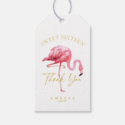 Tropical Flamingo Sweet 16 Thank You ID922 Gift Tags