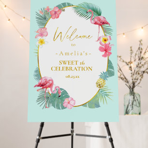 Tropical Flamingo Sweet 16 Welcome ID922 Foam Board