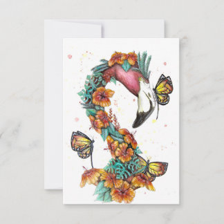 Tropical Flamingo Thank You Card