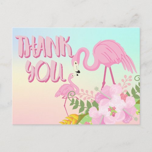 Tropical Flamingo Thank You Postcard