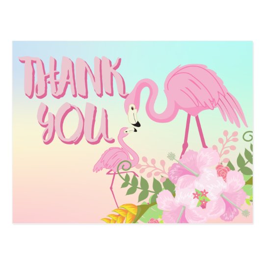 Tropical Flamingo Thank You Postcard | Zazzle.com