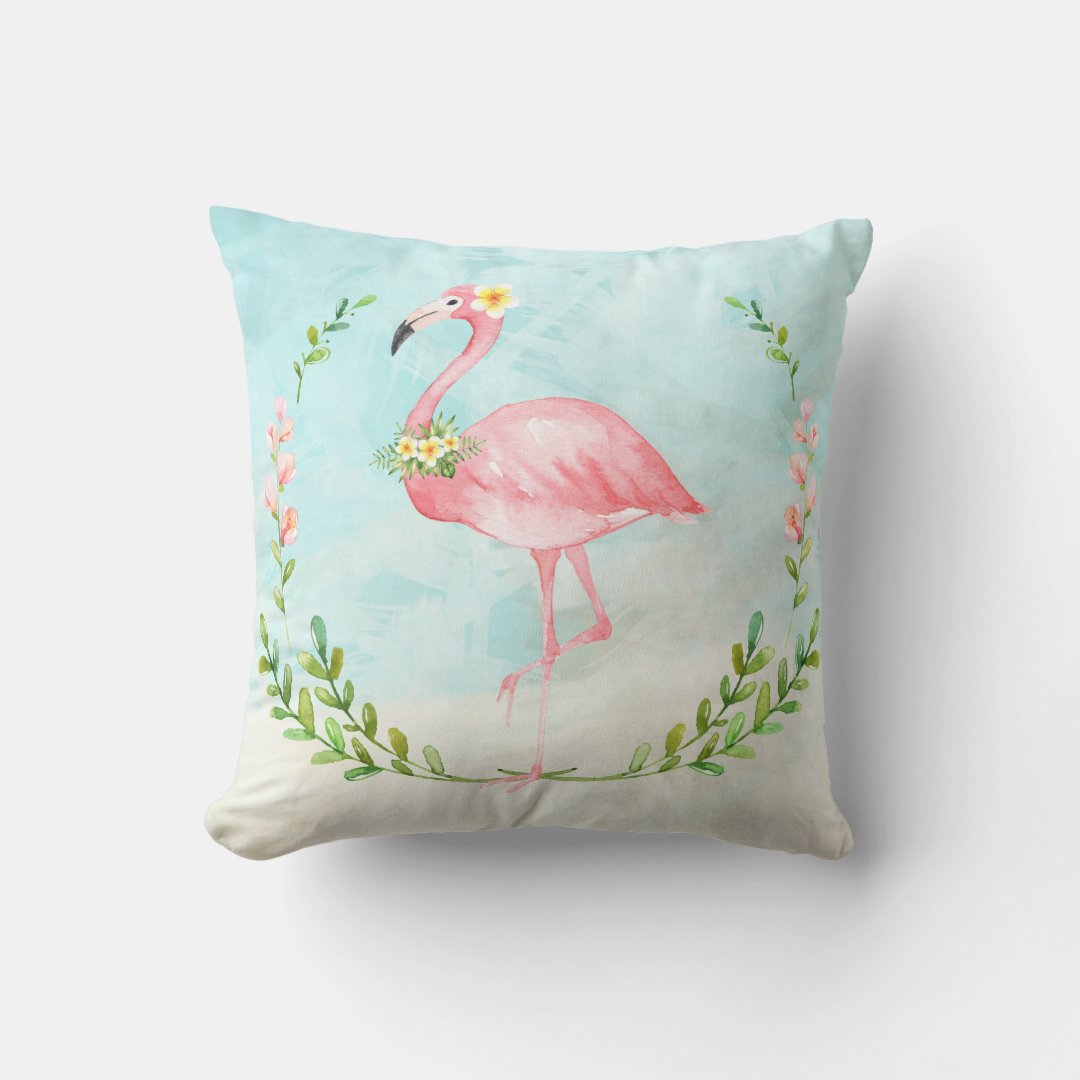 Tropical Flamingo Throw Pillow | Zazzle