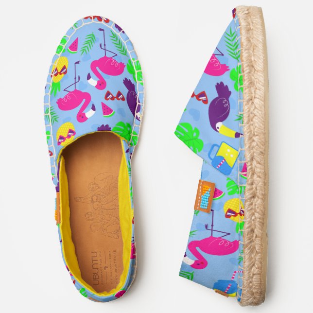 tropical flamingo toucan pineapple watermelon espadrilles (Side)