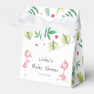 Tropical Flamingo Twins Baby Shower Personalized Favor Boxes
