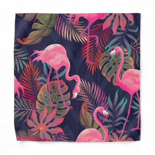 Tropical flamingo vintage palm pattern bandana