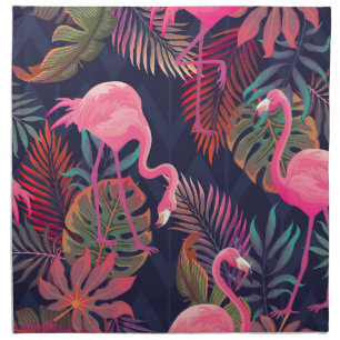 Tropical flamingo: vintage palm pattern. cloth napkin