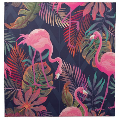 Tropical flamingo vintage palm pattern cloth napkin