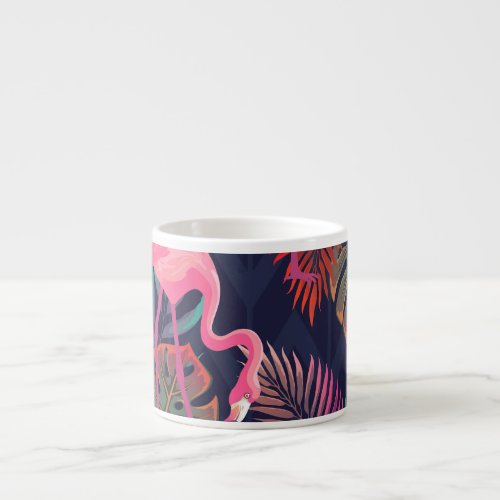 Tropical flamingo vintage palm pattern espresso cup