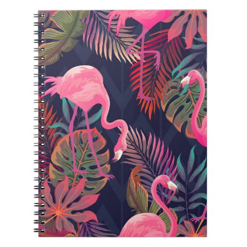 Tropical flamingo vintage palm pattern notebook