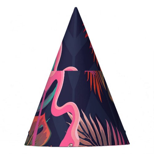 Tropical flamingo vintage palm pattern party hat