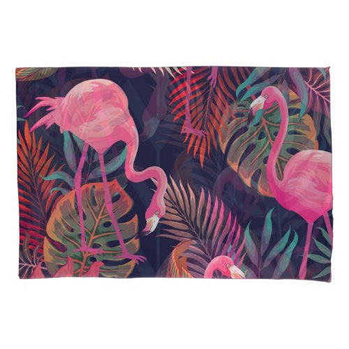 Tropical flamingo vintage palm pattern pillow case