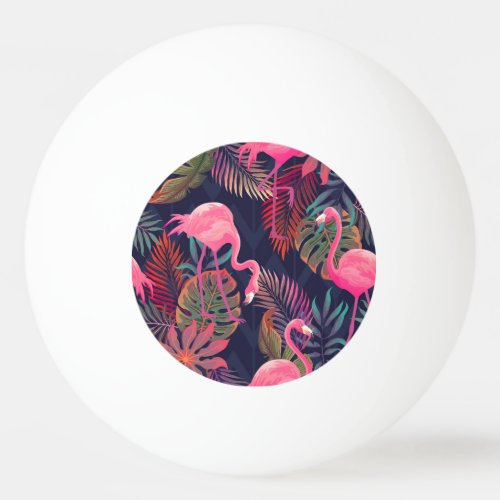 Tropical flamingo vintage palm pattern ping pong ball