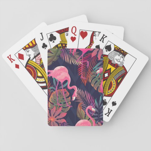 Tropical flamingo vintage palm pattern playing cards