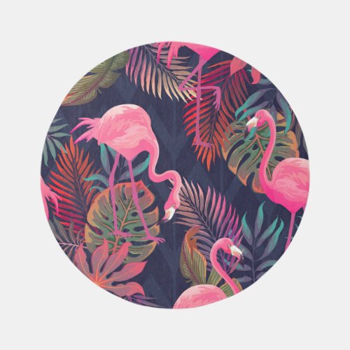 Tropical flamingo vintage palm pattern rug
