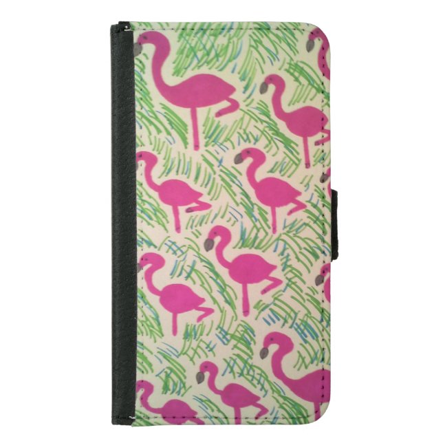 Tropical Flamingo Wallet Case for iPhone or Galaxy (Front)