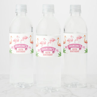 Tropical Flamingo Water Bottle Label
