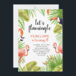 Tropical Flamingo Watercolor 21st Birthday Invitation<br><div class="desc">Modern 21st birthday invitation featuring the title "Let's flamingle" along with watercolor painted tropical greenery,  flamingos,  a hummingbird and a toucan.  This fun birthday invitation is great for a summer celebration.</div>