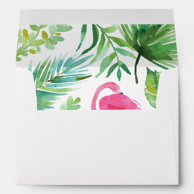 Tropical Flamingo Watercolor Envelope with Liner (Back (Bottom))