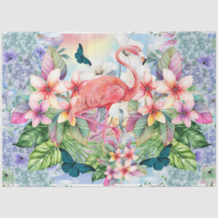 Tropical Flamingo & Watercolor Florals Tissue Paper