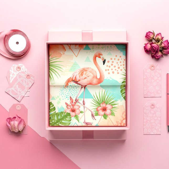 Tropical Flamingo Watercolor & Geometric Pattern Tissue Paper (Creator Uploaded)