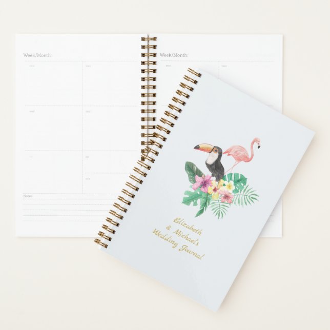 Tropical Flamingo Wedding Bridal Shower Keepsake Planner (Display)