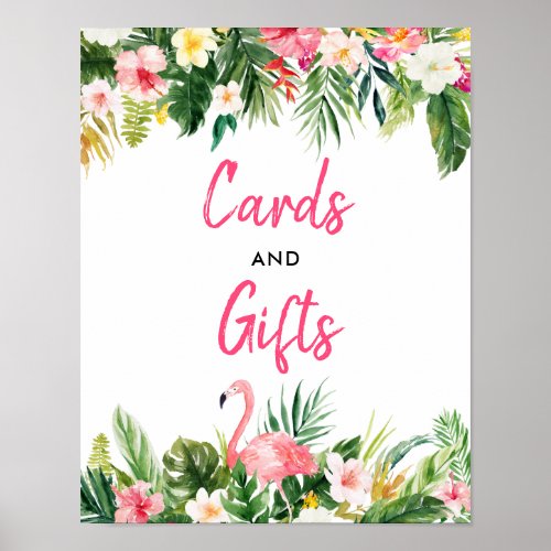 Tropical Flamingo Wedding Cards and Gifts Sign