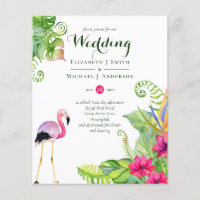 Tropical Flamingo Wedding Invites Fuchsia Ginger