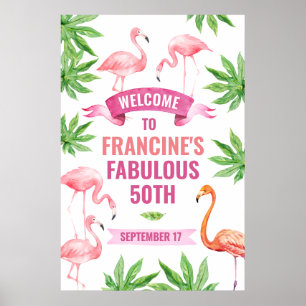 Tropical Flamingo Welcome sign, Tropical poster