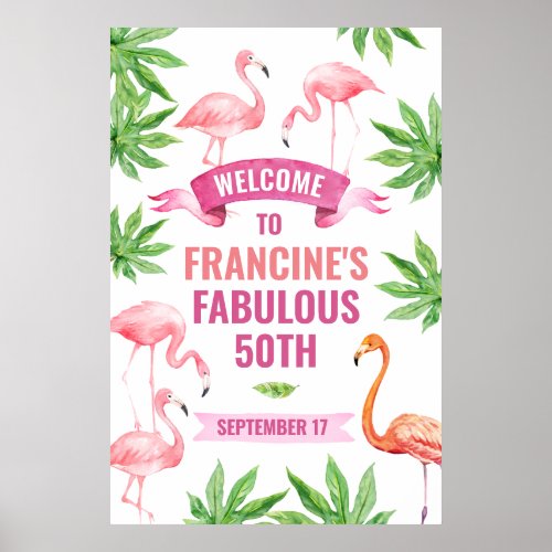 Tropical Flamingo Welcome sign Tropical poster