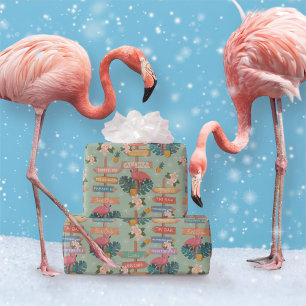 Tropical Flamingo Winter Wrapping Paper