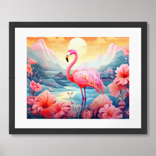 Tropical Flamingo with Flowers-76280 Framed Art